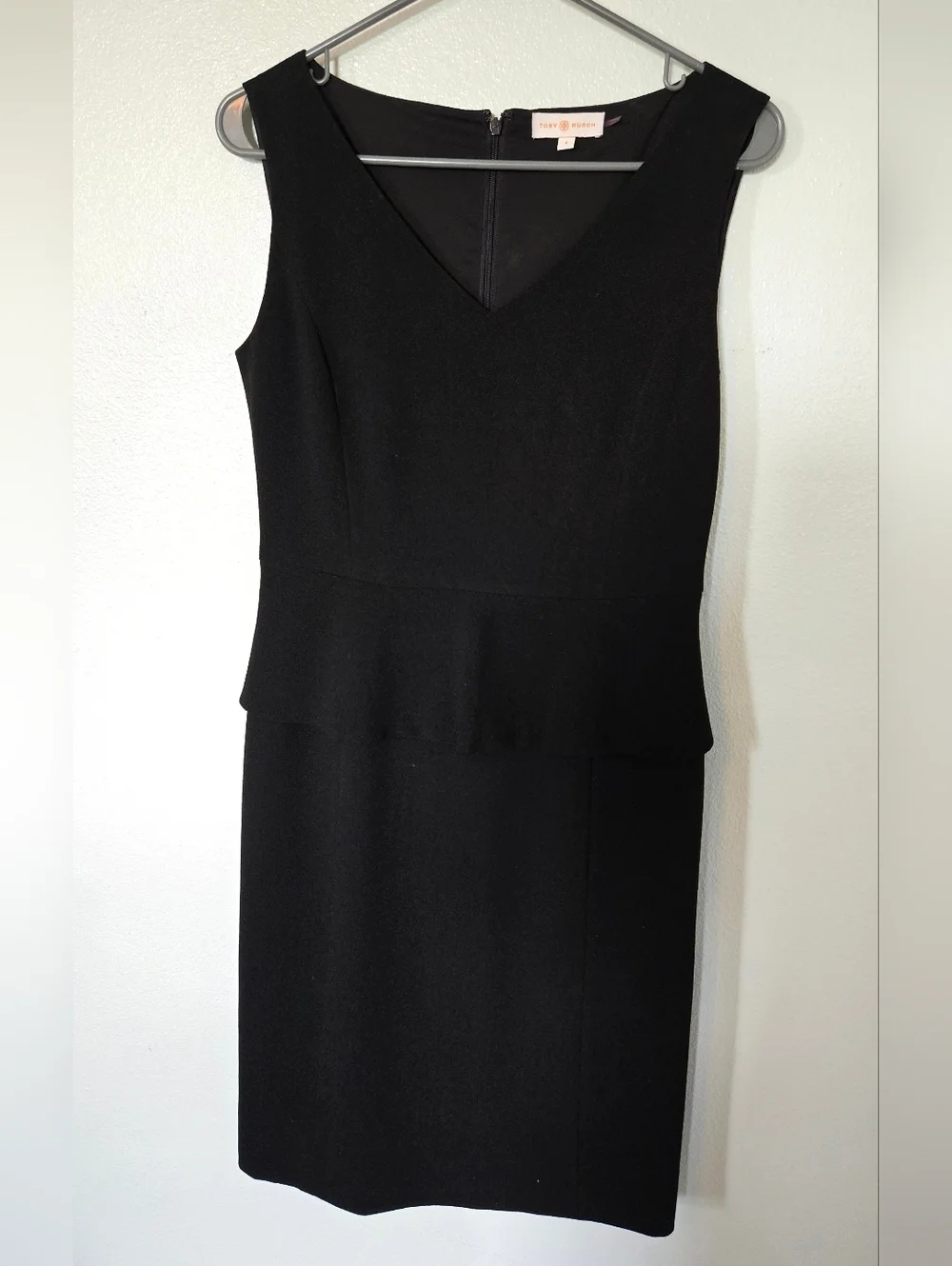 Tory Burch | Black V-Neck Peplum Cocktail Dress Size 4